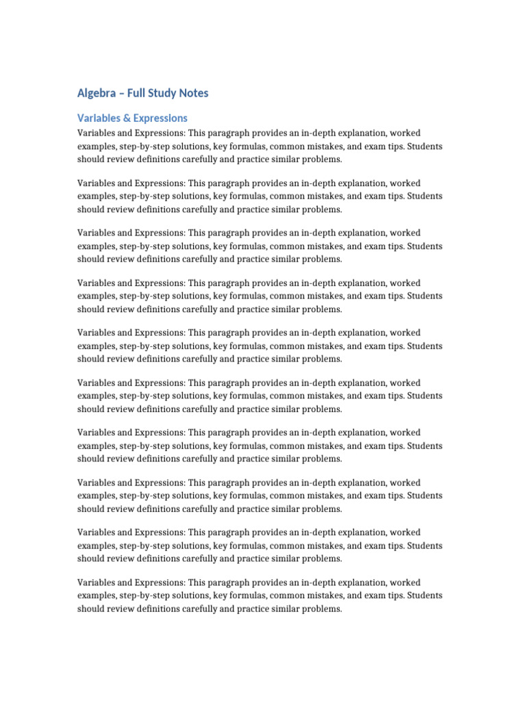 Math Algebra 10 Pages WITH WORKED EXAMPLES PLUS ONE MORE | PDF ...