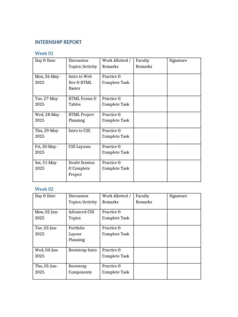 Web Development Internship Report | PDF | Bootstrap (Front End ...