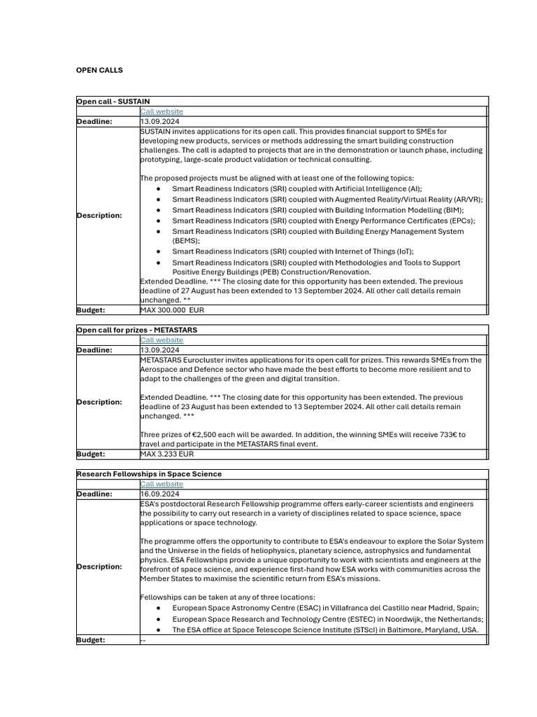 Open Calls for Innovation and Research | PDF