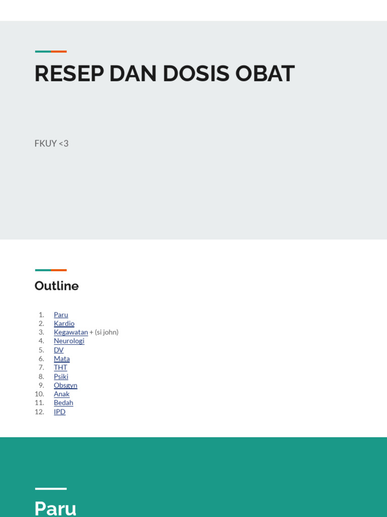 Resep Obat untuk Berbagai Penyakit Medis | PDF