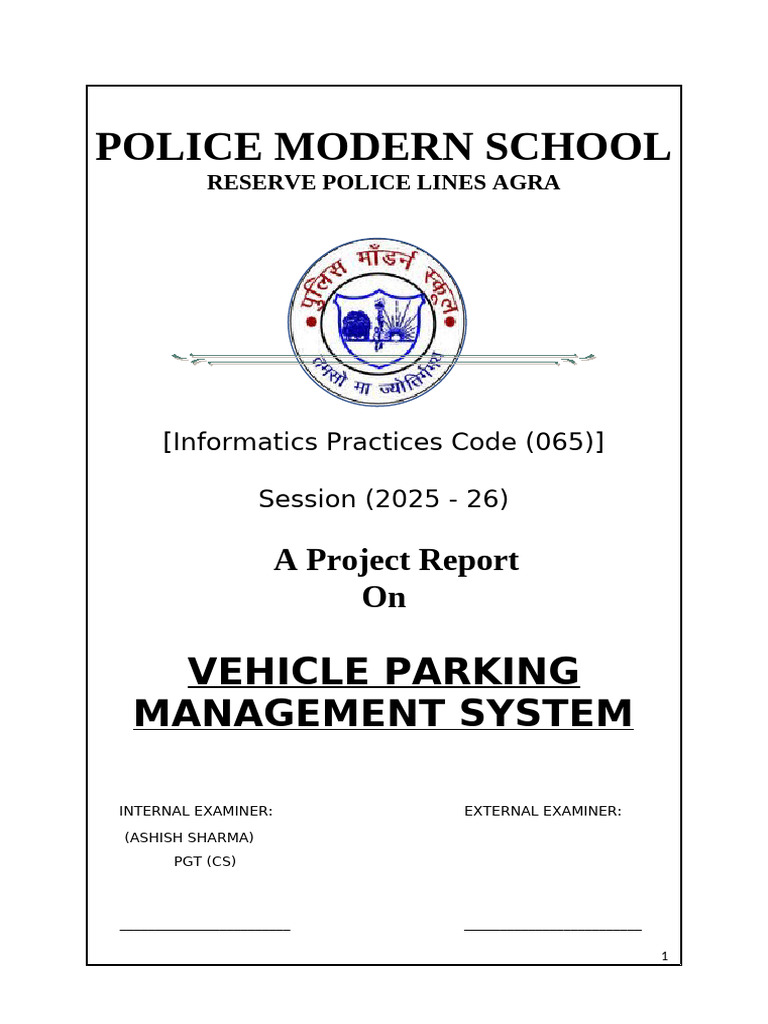 Vehicle Parking Management System Project | PDF | Comma Separated ...