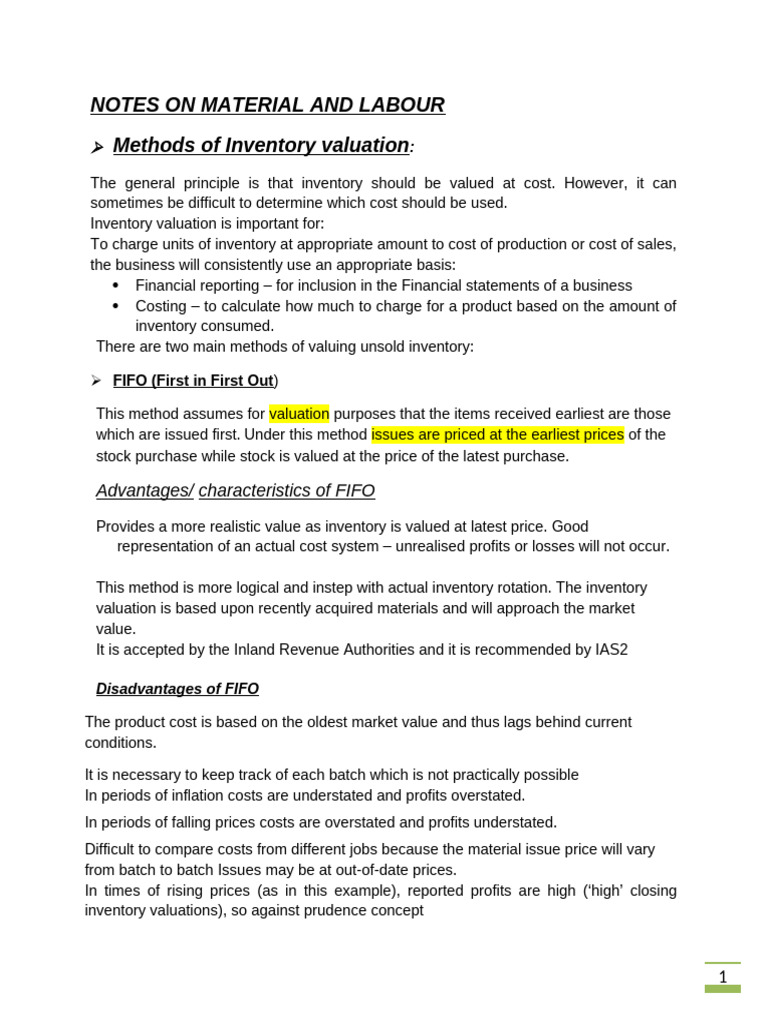 Inventory Valuation and Labour Remuneration | PDF | Inventory | Piece Work