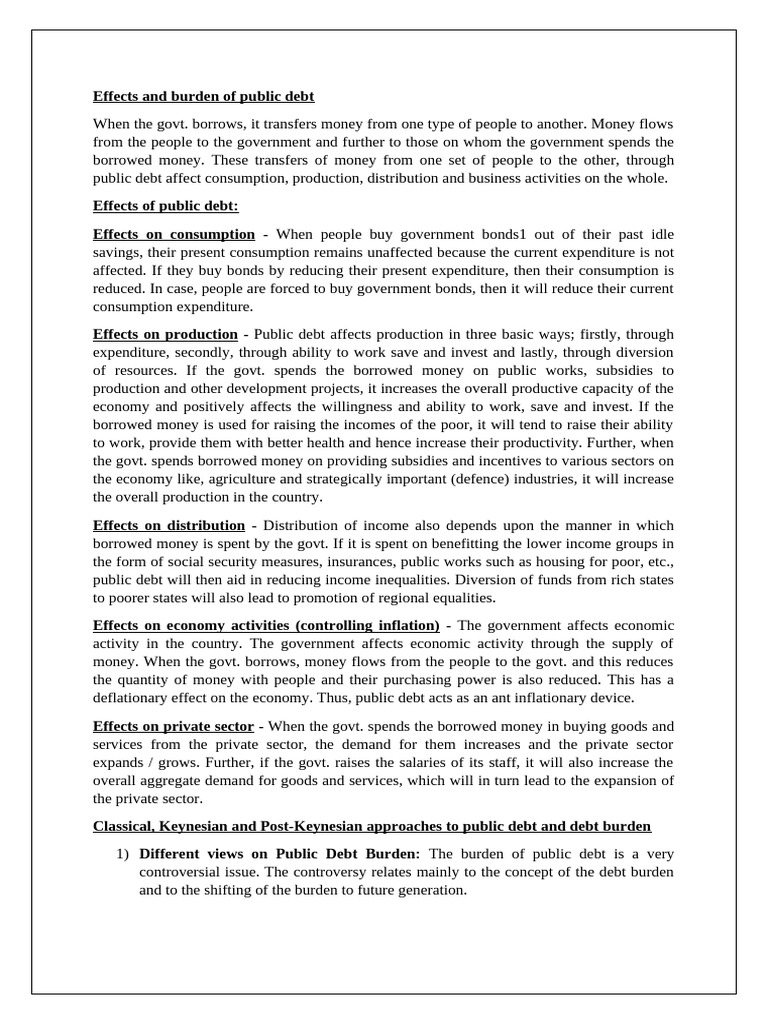 Effects and Burden of Public Debt 1111 | PDF | Debt | Government Debt