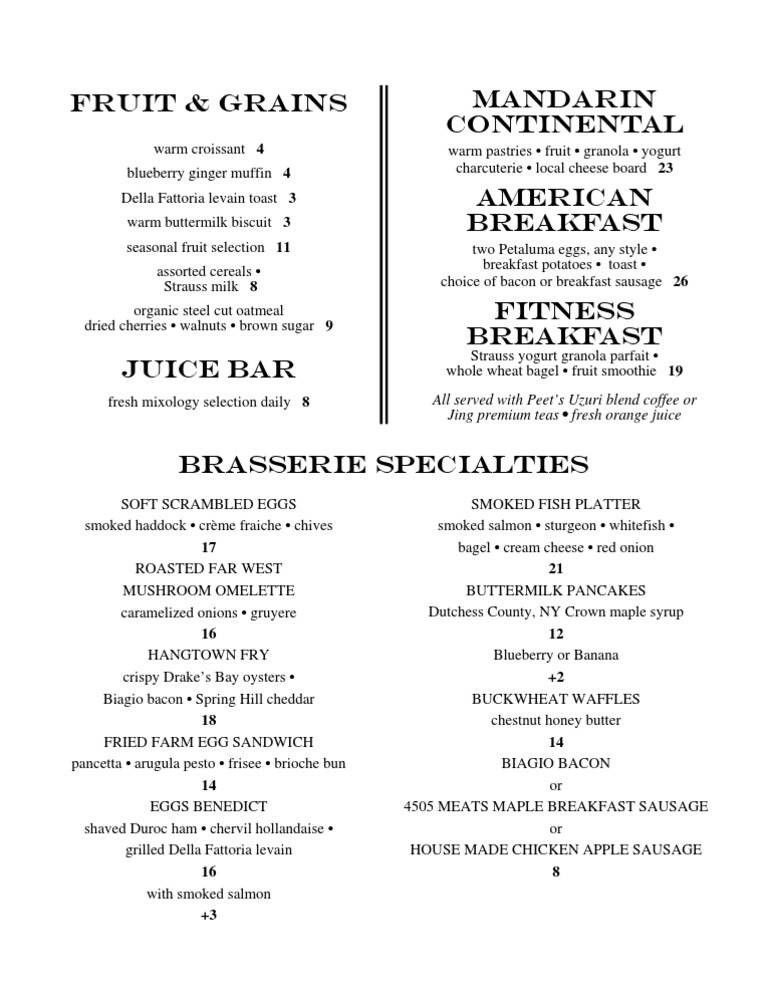 Gourmet Breakfast Menu Highlights | PDF