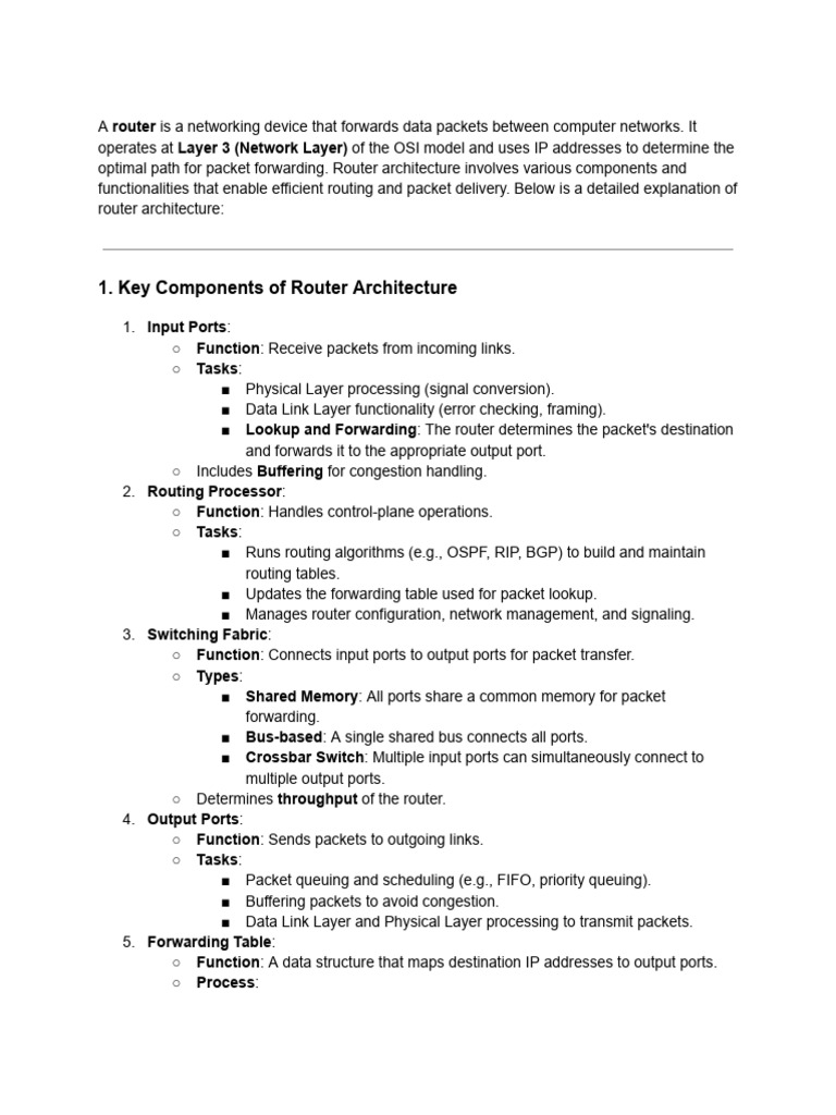 Router Architecture and RED Algorithm Explained | PDF | Router ...