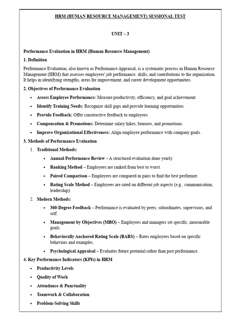 HRM Performance Evaluation Methods Guide | PDF | Cost Of Living ...