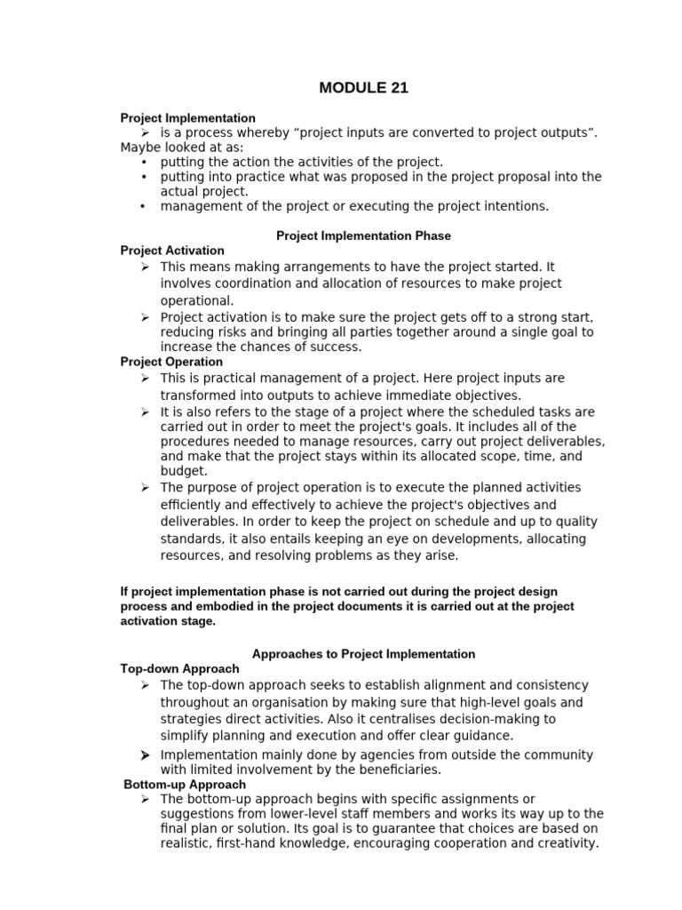 Module 21 Managing Implementation 1 | PDF | Consultant | Loans