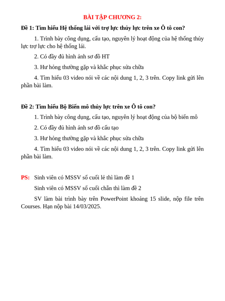 BT Chương 2 | PDF