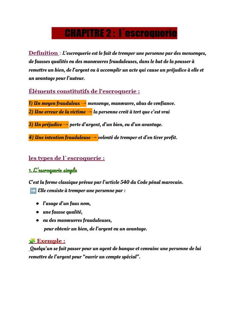 Comprendre l'escroquerie et ses types | PDF