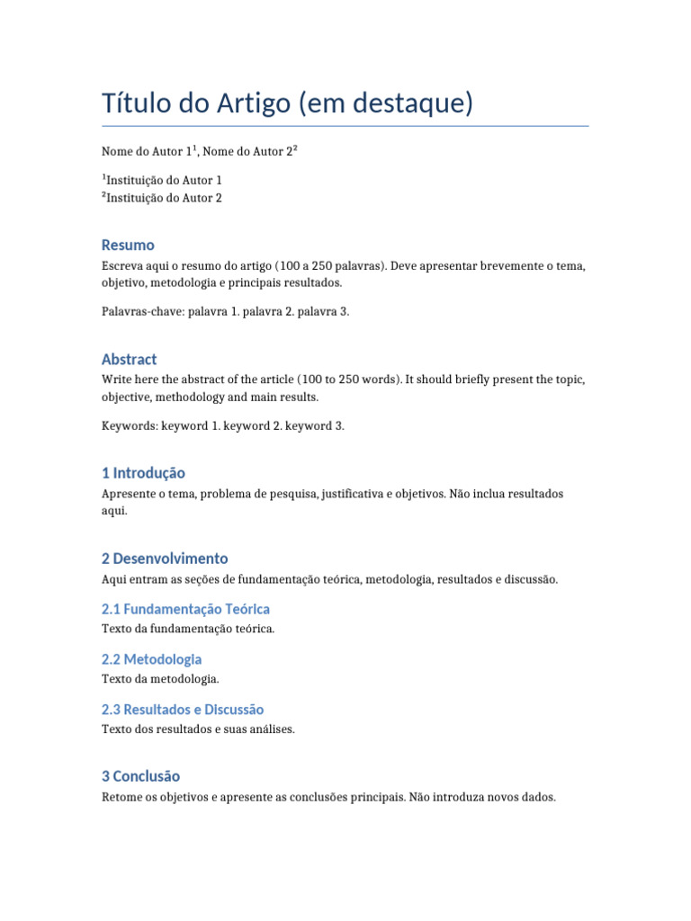 Estrutura de Artigo Acadêmico Completo | PDF