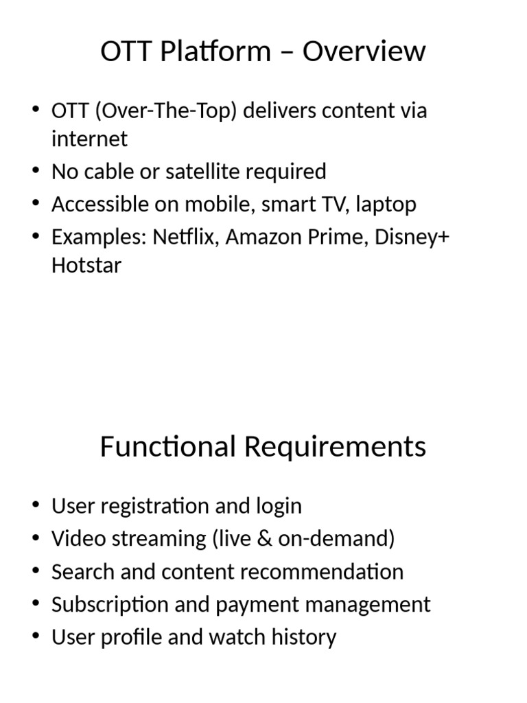 OTT Platform Overview and Requirements | PDF