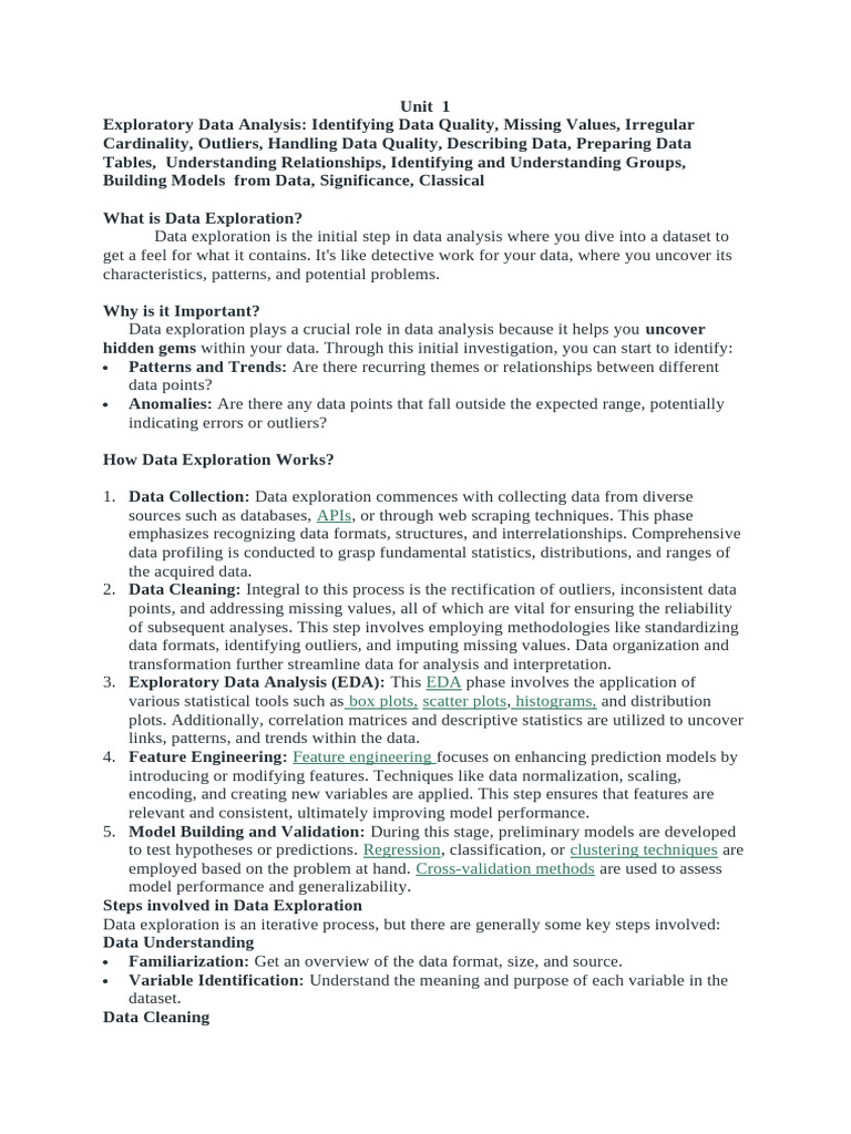 Data Exploration Techniques and Importance | PDF | Data Analysis | Data ...