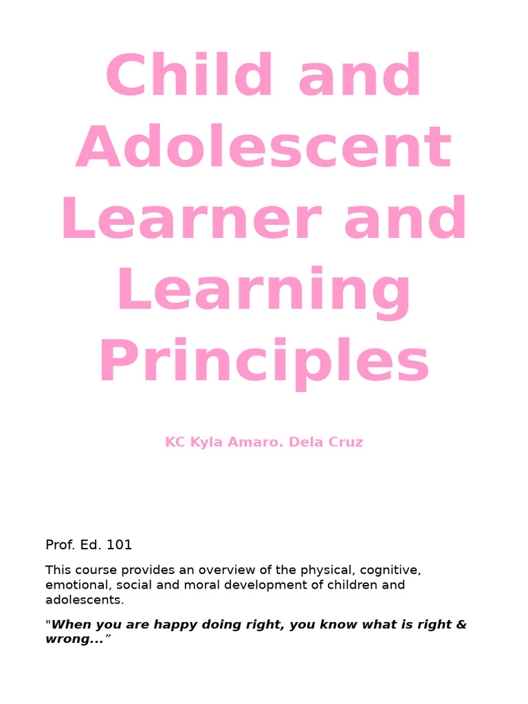 Child and Adolescent Learning Principles | PDF | Learning | Motivational