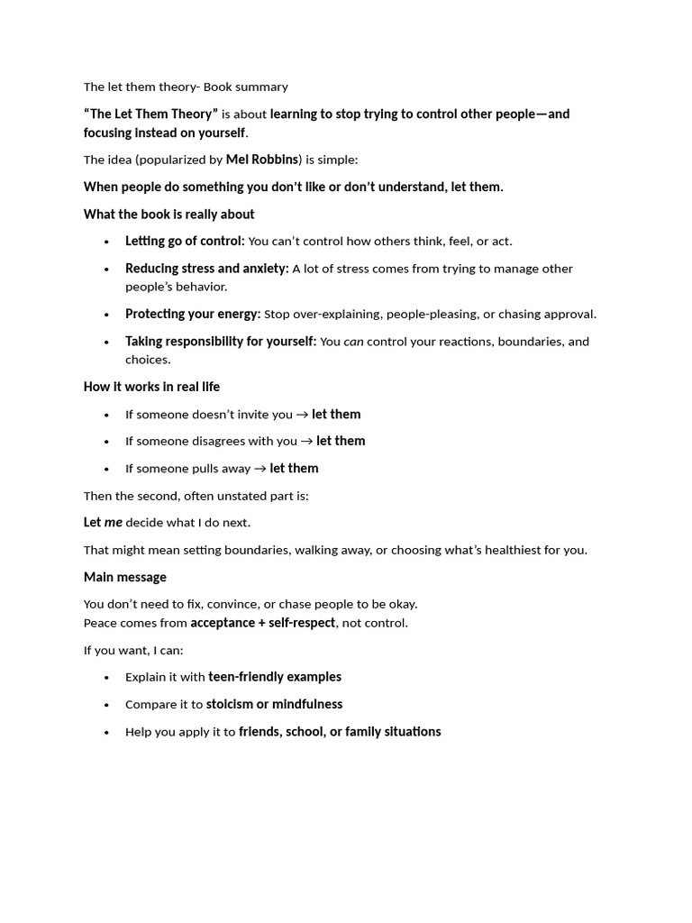 Let Them Theory Book Summary PDF