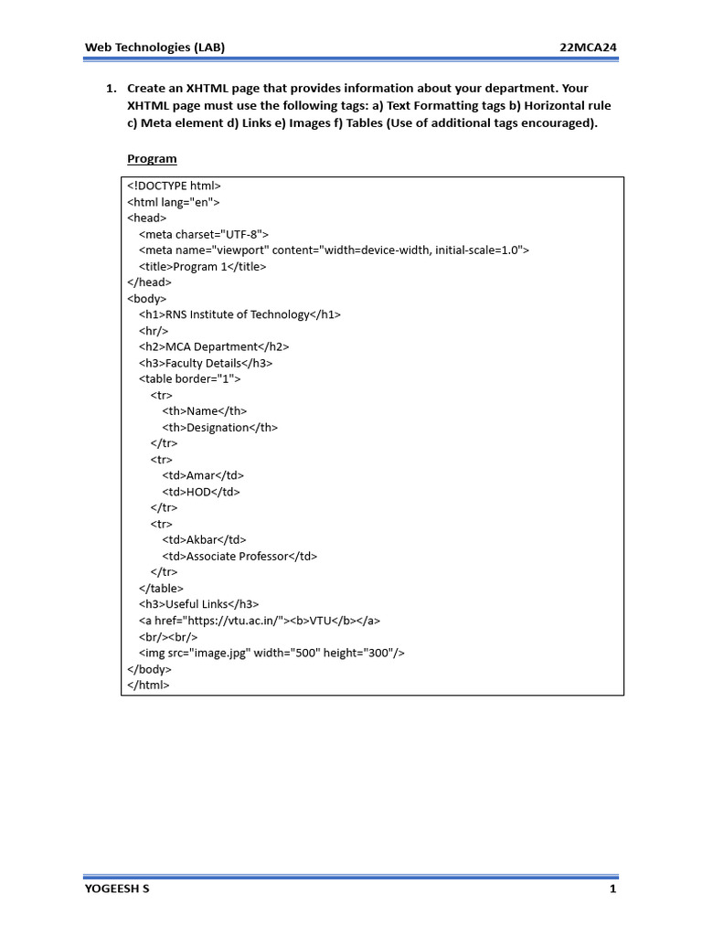 Web Technologies (Lab) | PDF | World Wide Web | Internet & Web
