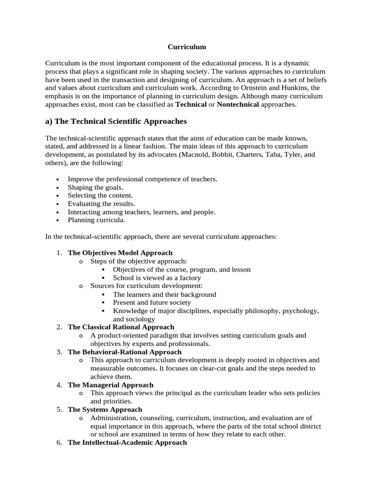 Understanding Curriculum Approaches | PDF | Curriculum | Evaluation