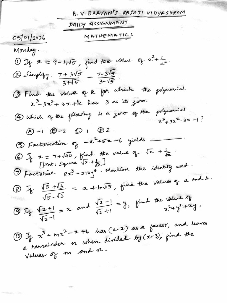 Daily Mathematics Assignment Guide | PDF