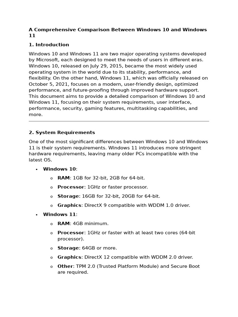 Windows 10 vs Windows 11: Key Differences | PDF | Windows 10 ...