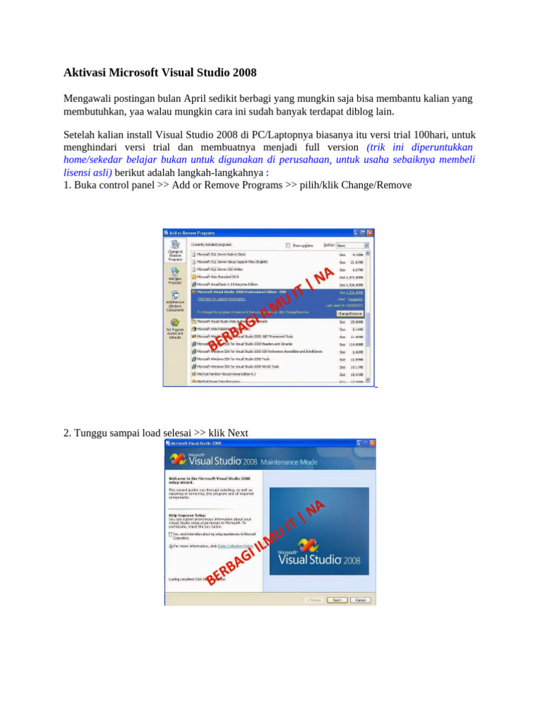 Aktivasi Microsoft Visual Studio 2008 Full | PDF