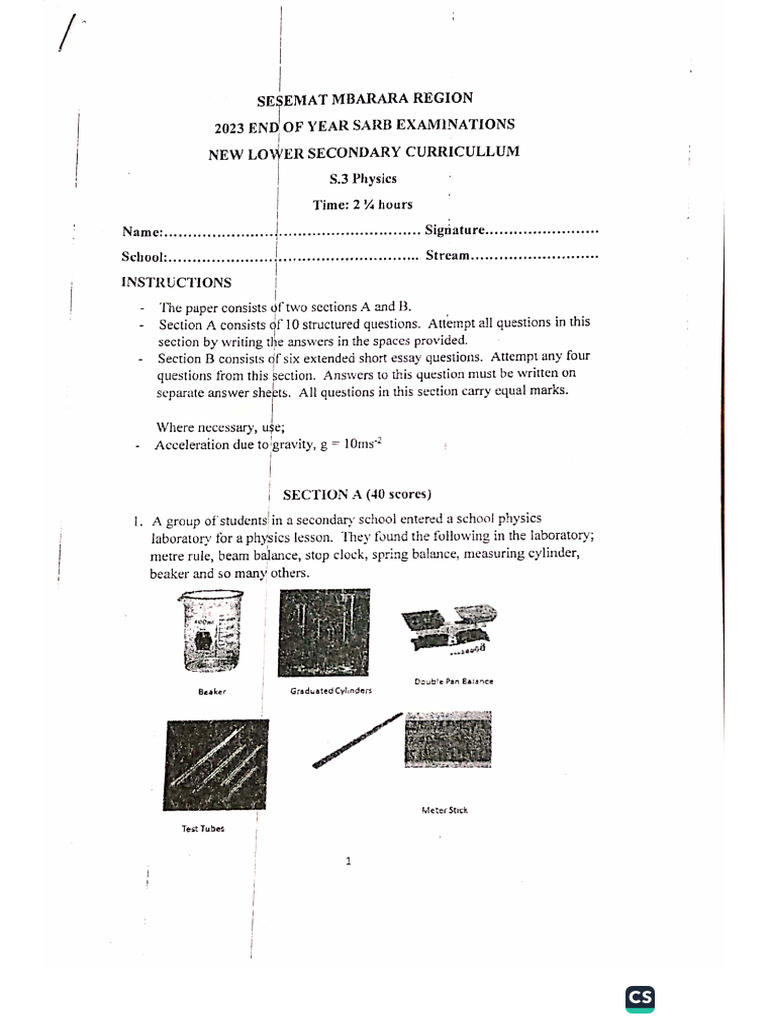 Sesemat s3 Eoy Phy | PDF