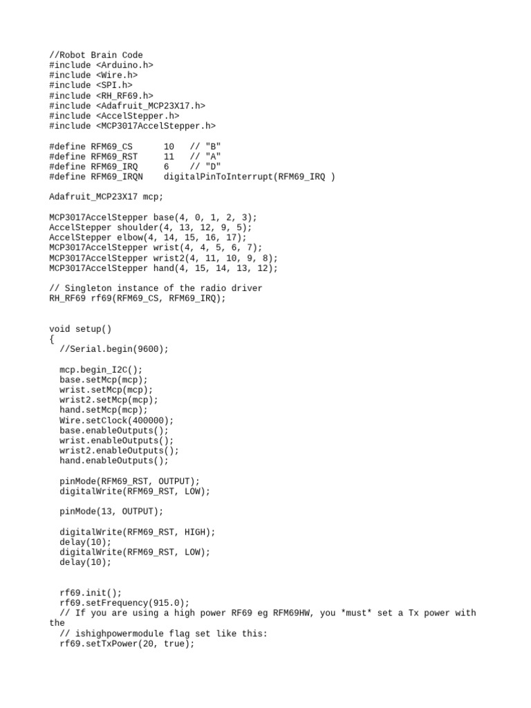 Robot Arm Control Code for Arduino | PDF | Computer Programming ...