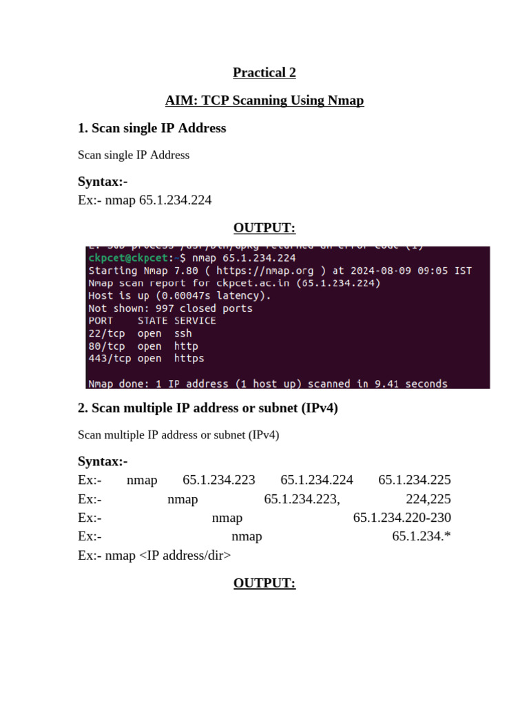 Nmap TCP Scanning Techniques Guide | PDF | Transmission Control ...