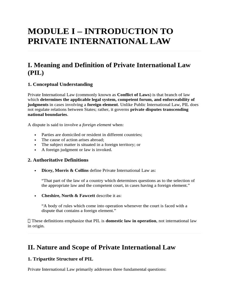 Introduction to Private International Law | PDF | International Law ...
