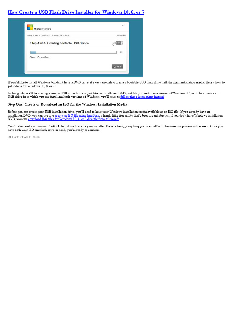 Create a Bootable USB for Windows Install | PDF | Usb Flash Drive ...