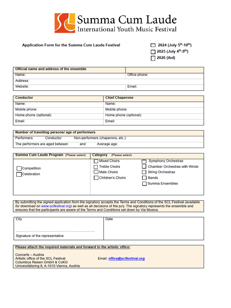 Summa Cum Laude Festival 2024 Application | PDF