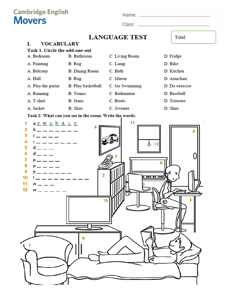 Language Test: Vocabulary & Grammar Tasks | PDF