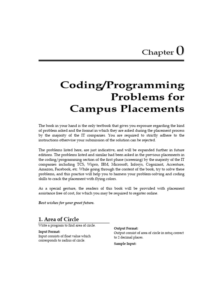 Coding Problems for Campus Placements | PDF | Elementary Mathematics ...