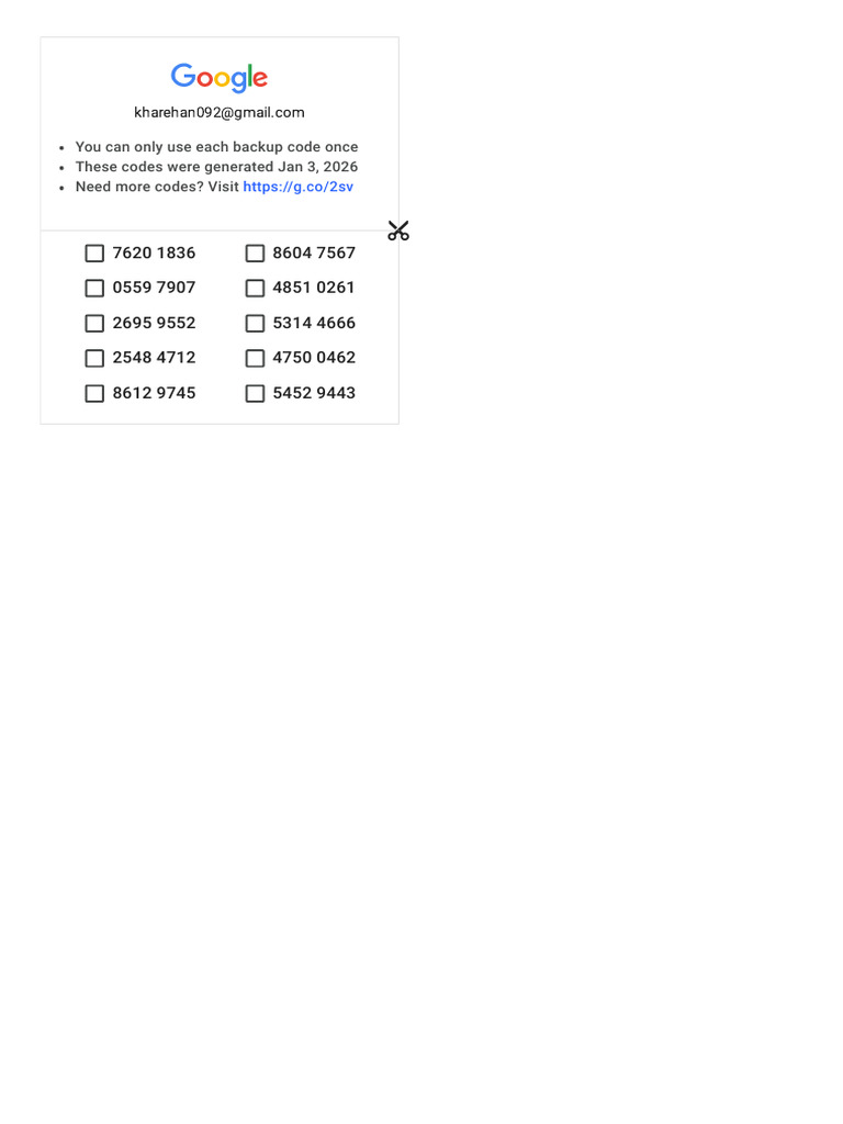 Backup Codes for Two-Step Verification | PDF