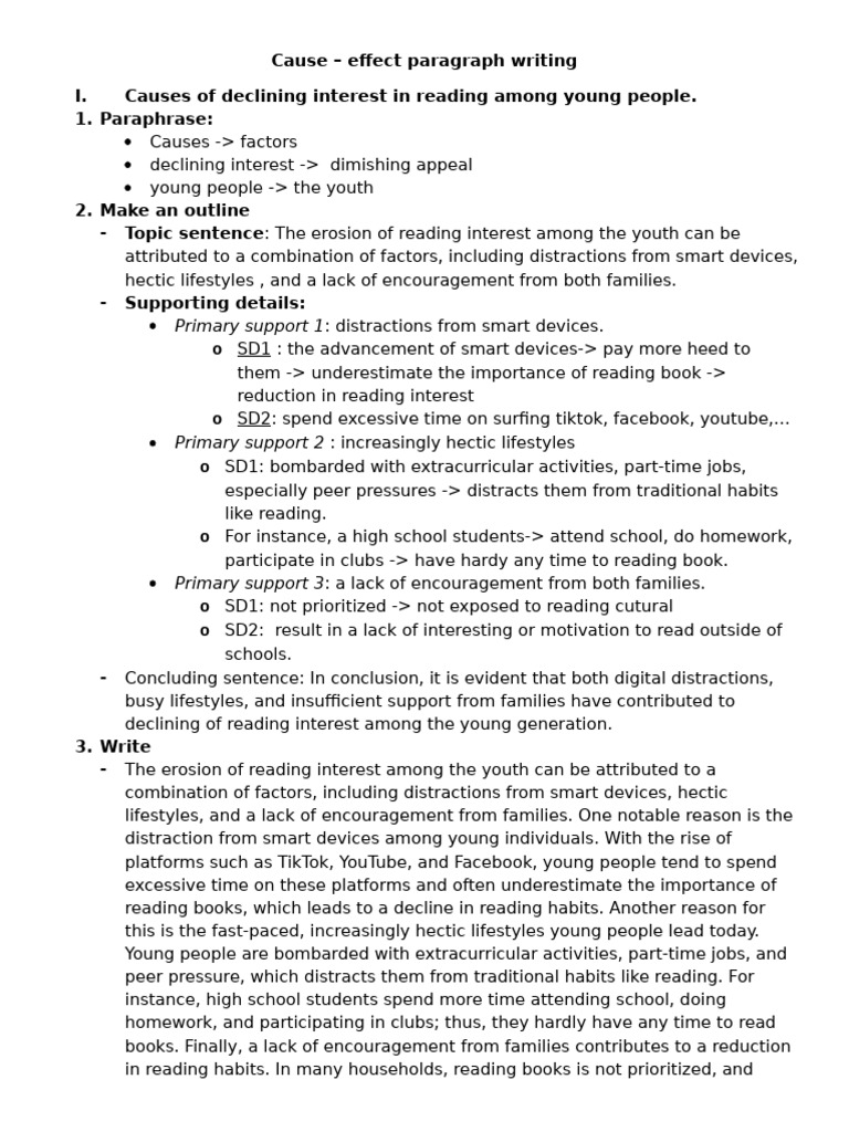 Wrting 1- cause and effect | PDF