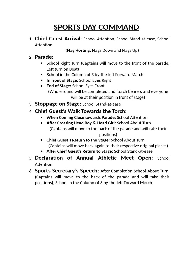 Sports Day Command | PDF