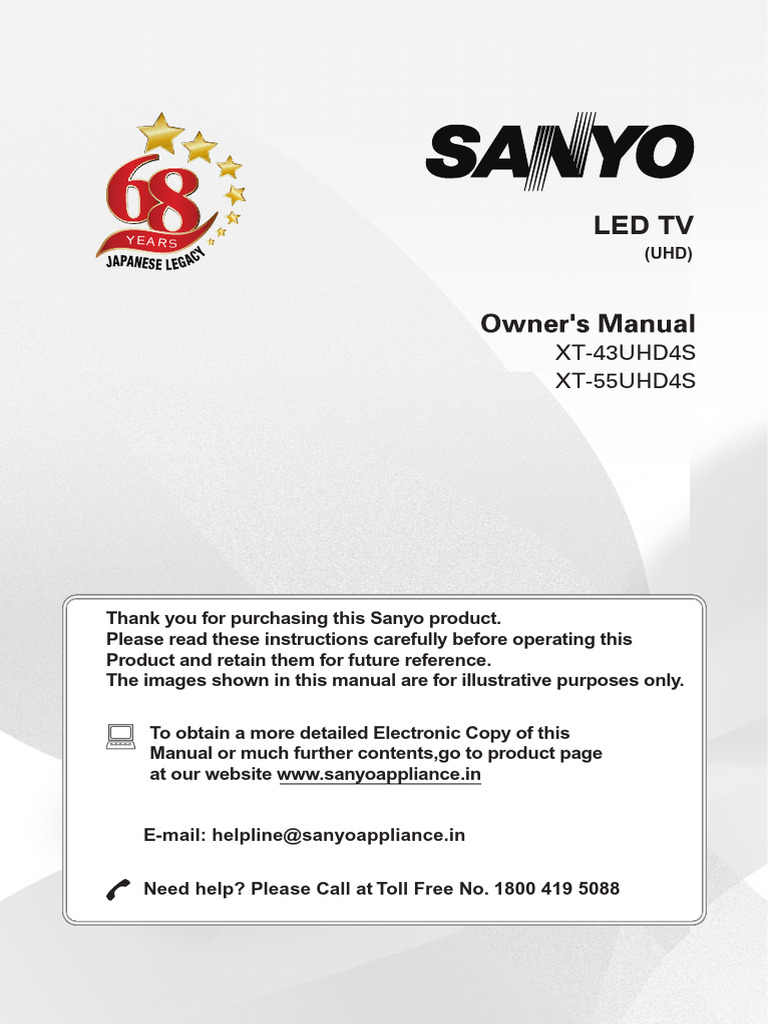 Sanyo XT-43UHD4S LED TV Manual | PDF | Computer Network | Headphones