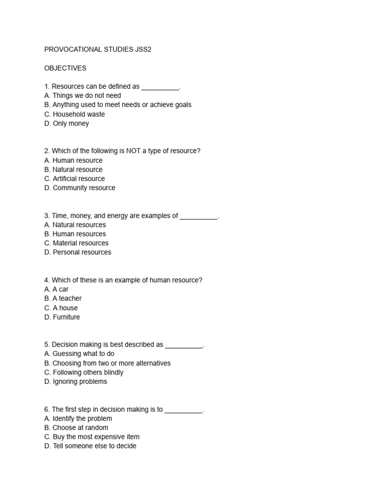 Provocational Studies Jss2 | PDF | Linens | Clothing