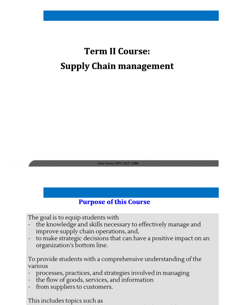 Supply Chain Management Course Overview | PDF | Supply Chain Management ...