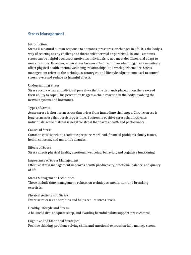 Effective Stress Management Techniques | PDF