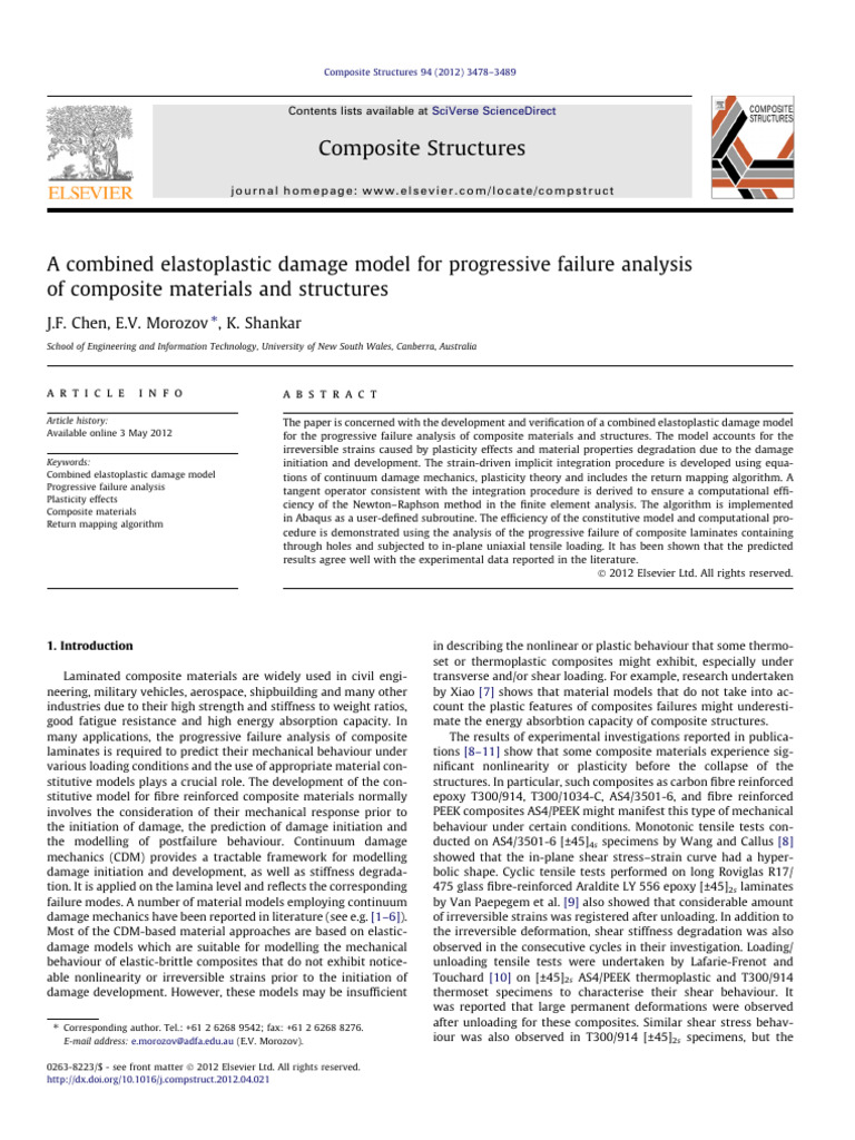Elastoplastic Damage Model for Composites | PDF | Composite Material ...