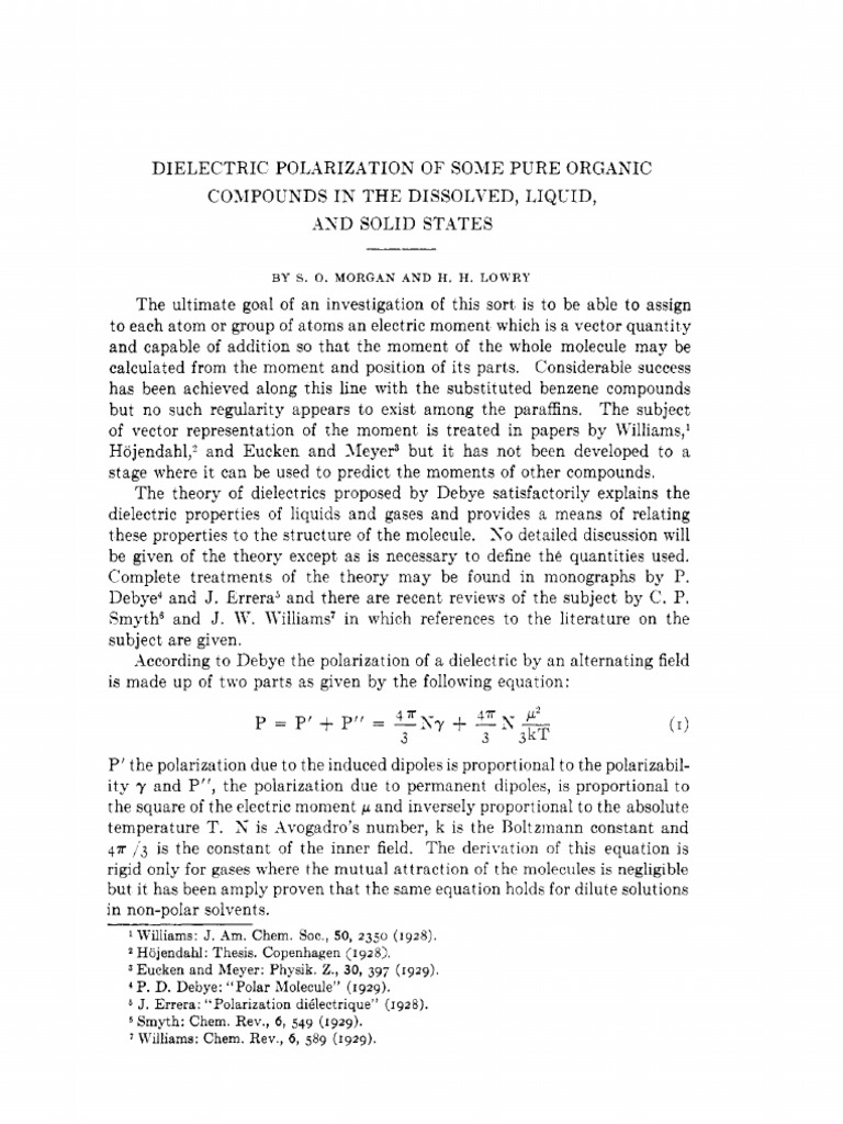 Dielectric Polarization in Organic Compounds | PDF | Capacitor | Dielectric