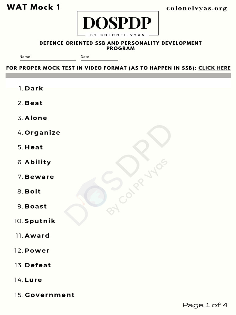 Wat Mock Test-1 | PDF | Chess Theory | Chess