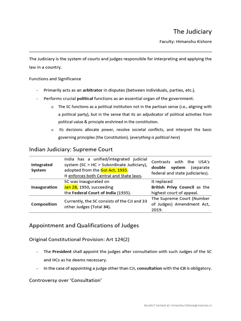 Overview of the Indian Judiciary System | PDF | Political Law | Justice