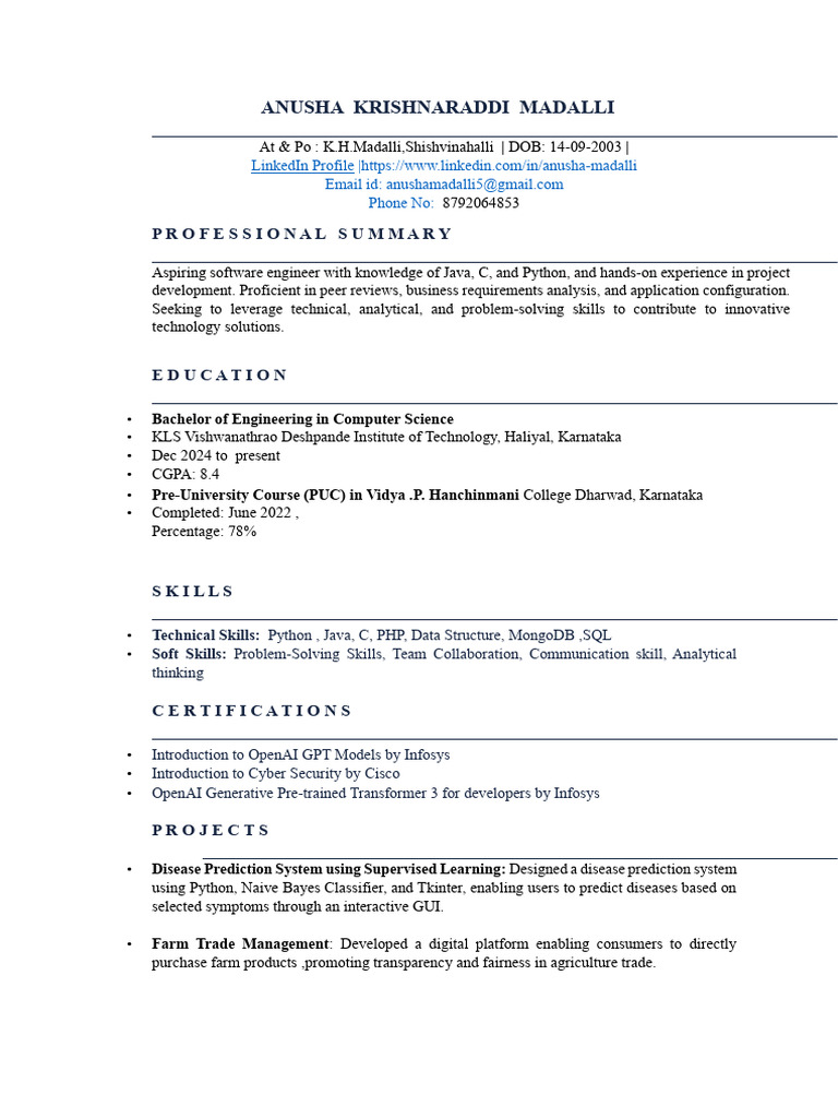 Aspiring Software Engineer Resume | PDF