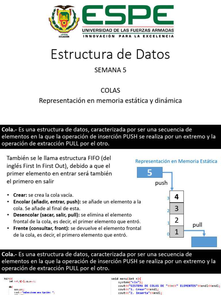 Semana 05 Colas | PDF | Cola (tipo de datos abstractos) | Programación ...