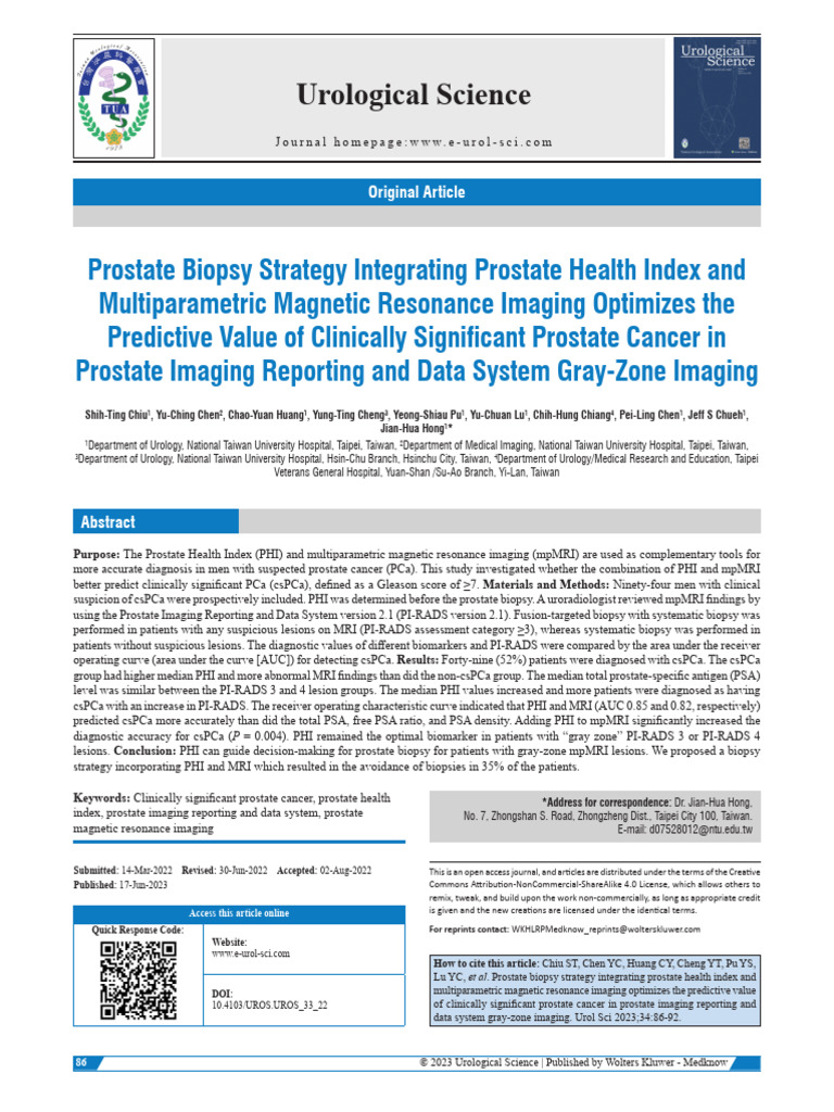 Optimizing Prostate Cancer Biopsy Strategy | PDF | Magnetic Resonance ...