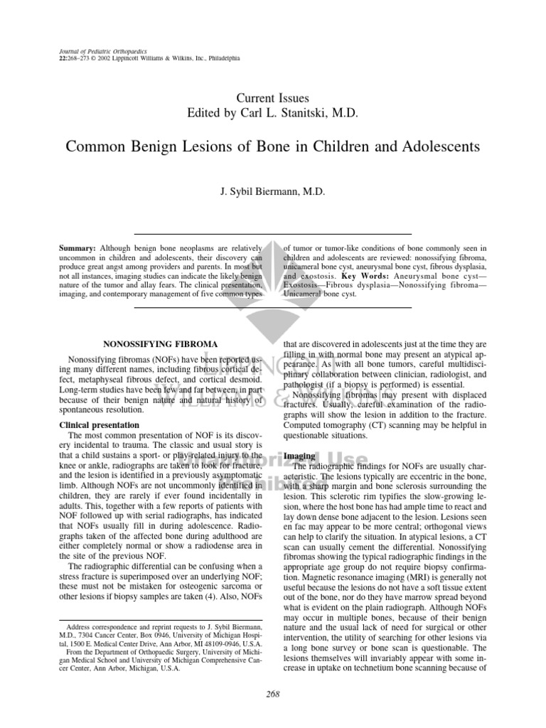 Benign Bone Lesions in Children | PDF | Bone | Neoplasms