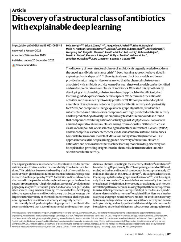 Deep Learning for New Antibiotic Discovery | PDF | Staphylococcus ...