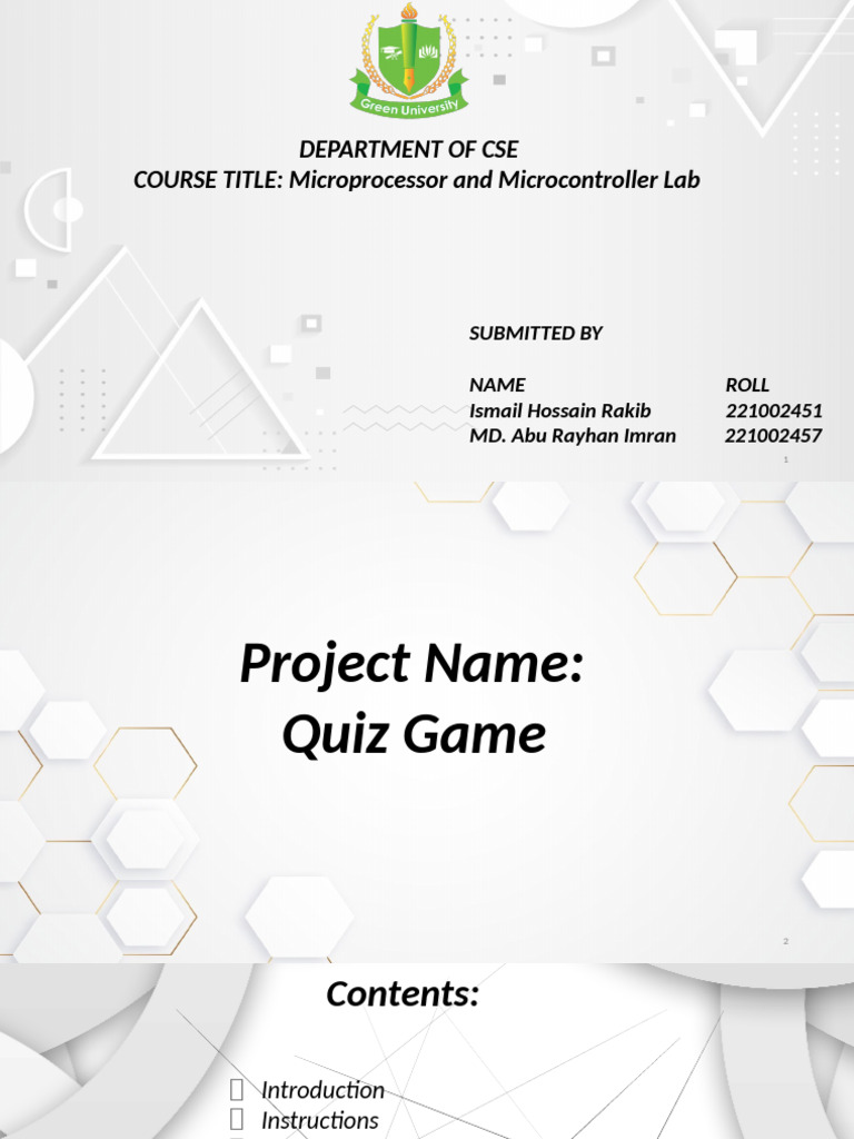 Quiz Game Project Final[1] (1) | PDF | Computer Engineering | Computer ...