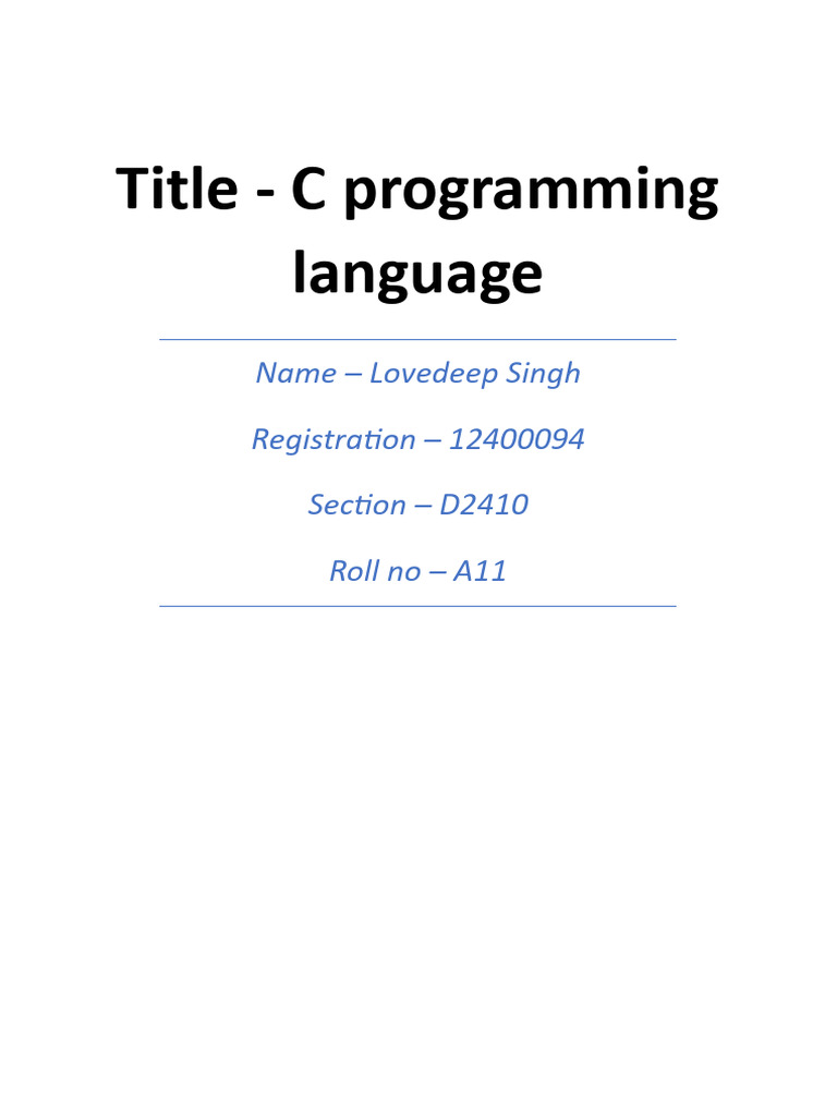 Lovedeep Singh Ppt | PDF | C (Programming Language) | Computer Science