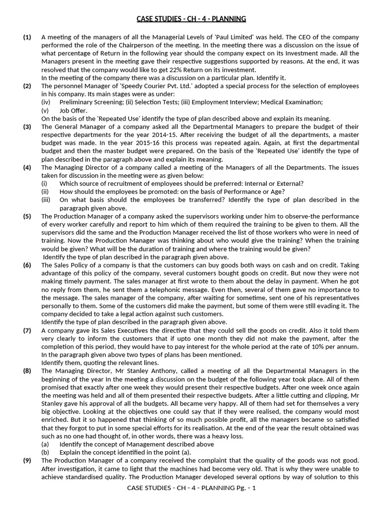 AISN Ch -4 Case Studies - B. St. - Planning | PDF | Interest | Business